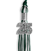 Hunter Green/White Mixed Color Graduation Tassel with Silver Bling Charm by Wholesale Grad Supply