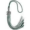 Hunter Green/White Mixed Color Graduation Tassel with Silver Bling Charm by Wholesale Grad Supply