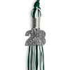 Hunter Green/White Mixed Color Graduation Tassel with Silver Bling Charm by Wholesale Grad Supply