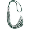 Hunter Green/White Mixed Color Graduation Tassel with Stacked Silver Date Drop by Wholesale Grad Supply