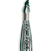 Hunter Green/White Mixed Color Graduation Tassel with Stacked Silver Date Drop by Wholesale Grad Supply