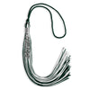 Hunter Green/White Mixed Color Graduation Tassel with Stacked Silver Date Drop by Wholesale Grad Supply