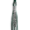Hunter Green/White Mixed Color Graduation Tassel with Stacked Silver Date Drop by Wholesale Grad Supply