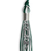 Hunter Green/White Mixed Color Graduation Tassel with Stacked Silver Date Drop by Wholesale Grad Supply