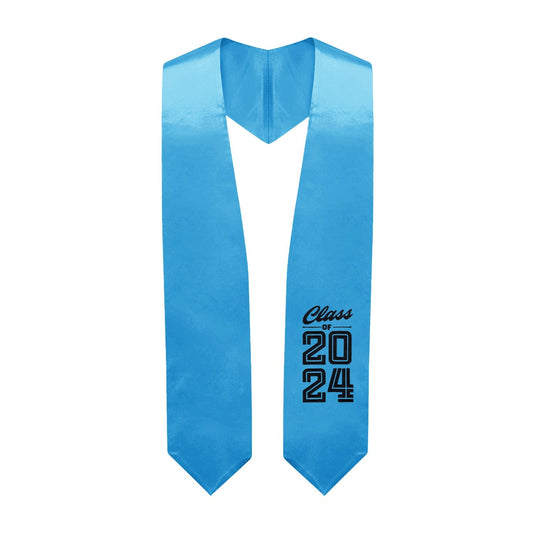 Light Blue Class of 2024 Graduation Stole/Sash with Classic Tips by Wholesale Grad Supply