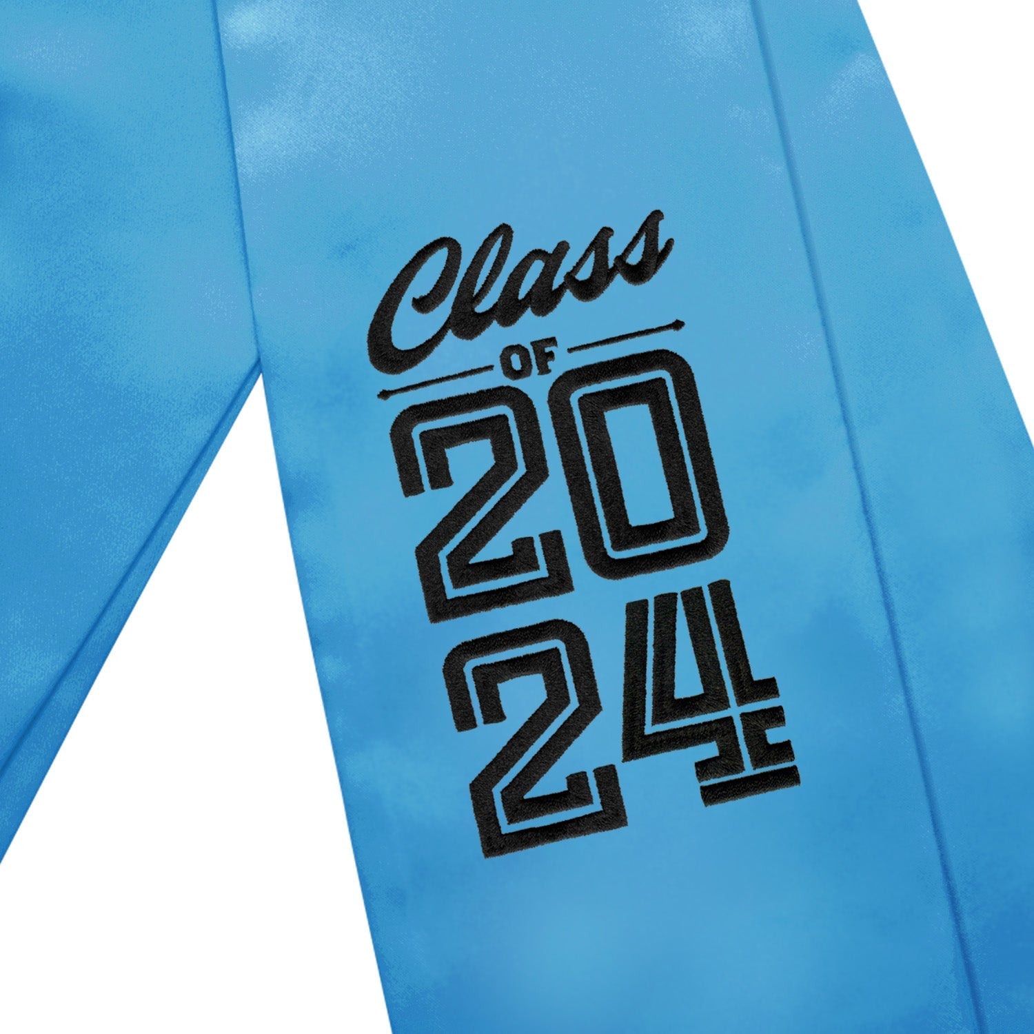 Light Blue Class of 2024 Graduation Stole/Sash with Classic Tips by Wholesale Grad Supply
