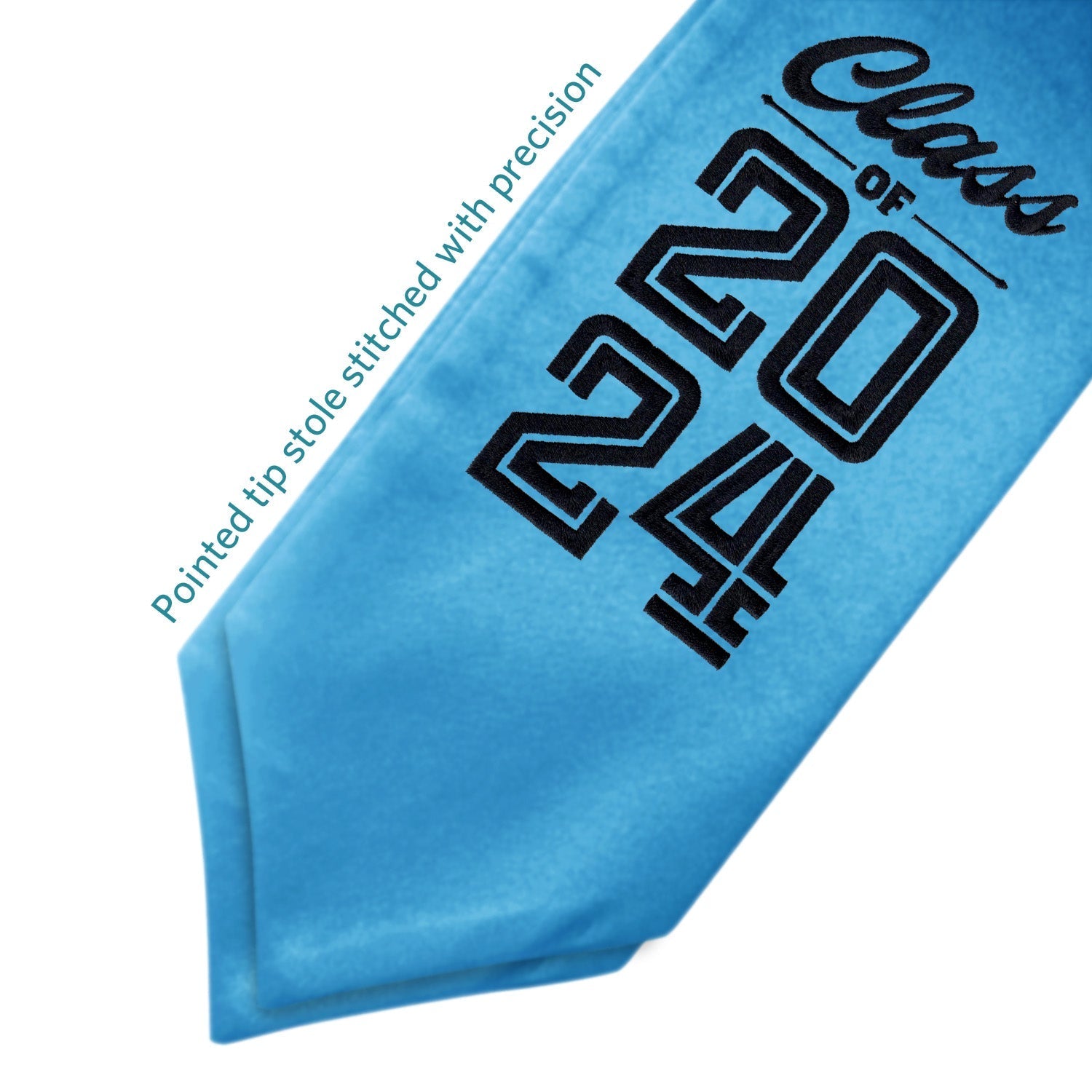 Light Blue Class of 2024 Graduation Stole/Sash with Classic Tips by Wholesale Grad Supply