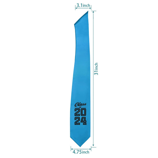 Light Blue Class of 2024 Graduation Stole/Sash with Classic Tips by Wholesale Grad Supply