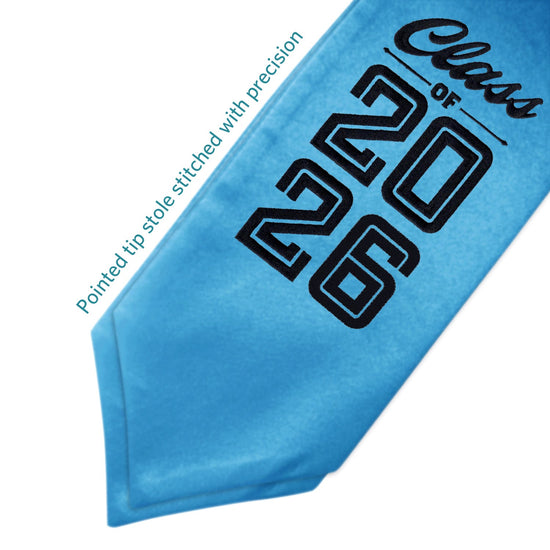 Light Blue Class of 2026 Graduation Stole/Sash with Classic Tips by Wholesale Grad Supply