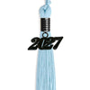 Light Blue Graduation Tassel with Black Bling Charm by Wholesale Grad Supply