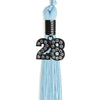 Light Blue Graduation Tassel with Black Bling Charm by Wholesale Grad Supply