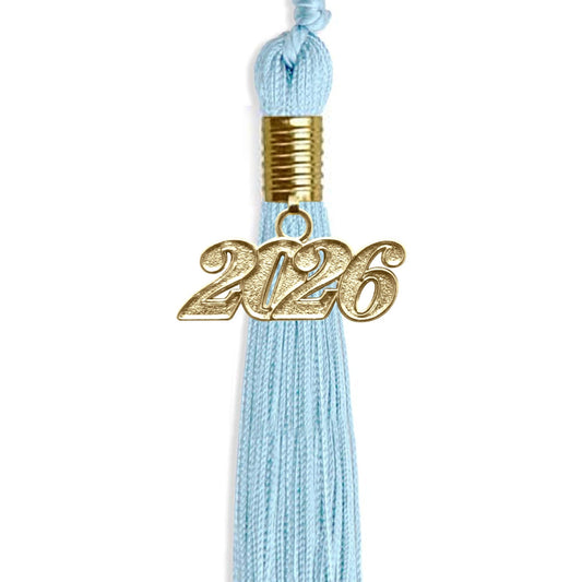 Light Blue Graduation Tassel with Gold Bling Charm by Wholesale Grad Supply
