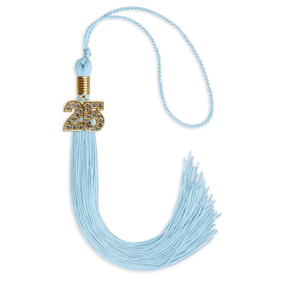 Light Blue Graduation Tassel with Gold Bling Charm by Wholesale Grad Supply