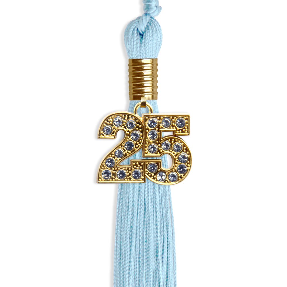 Light Blue Graduation Tassel with Gold Bling Charm by Wholesale Grad Supply