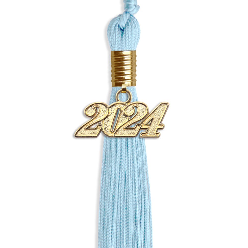 Light Blue Graduation Tassel with Gold Bling Charm by Wholesale Grad Supply
