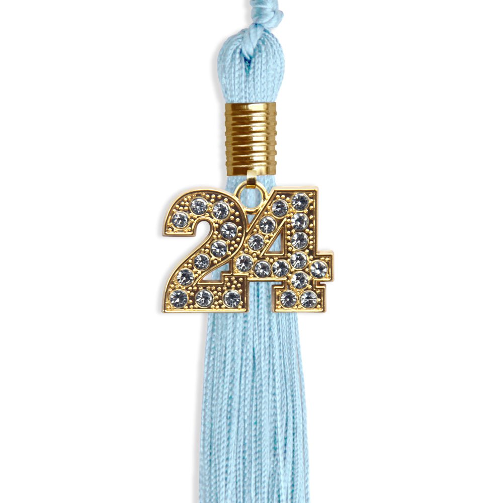 Light Blue Graduation Tassel with Gold Bling Charm by Wholesale Grad Supply