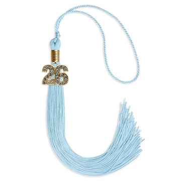 Light Blue Graduation Tassel with Gold Bling Charm by Wholesale Grad Supply