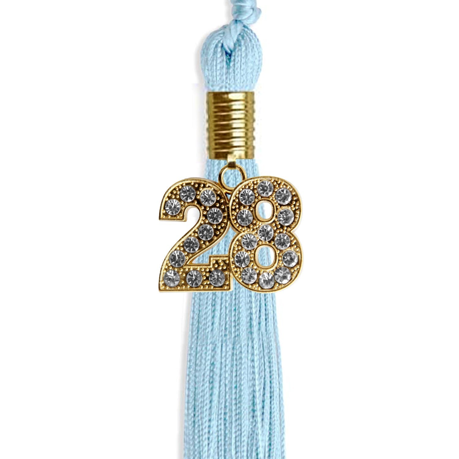 Light Blue Graduation Tassel with Gold Bling Charm by Wholesale Grad Supply