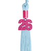 Light Blue Graduation Tassel with Pink Bling Charm by Wholesale Grad Supply