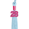 Light Blue Graduation Tassel with Pink Bling Charm by Wholesale Grad Supply