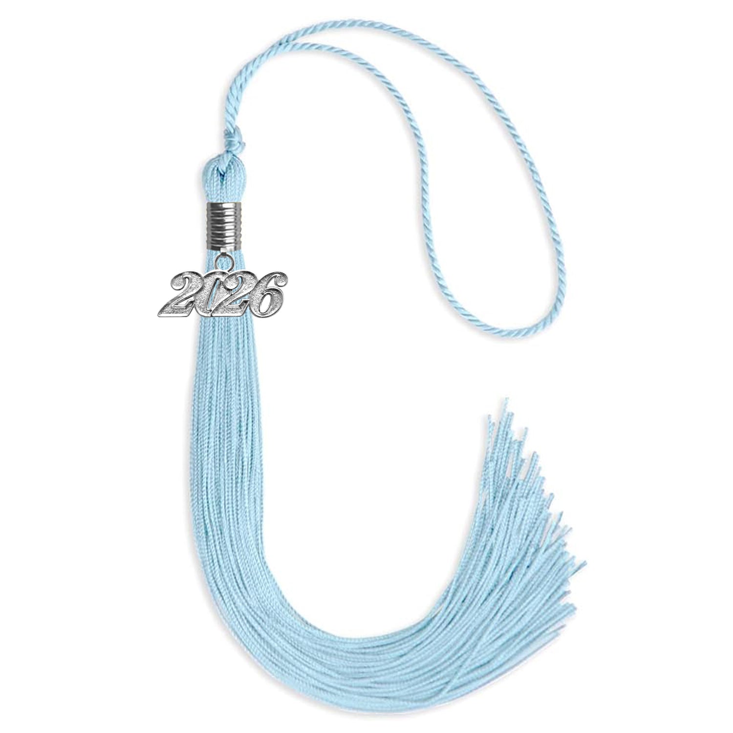 Light Blue Graduation Tassel with Silver Bling Charm by Wholesale Grad Supply