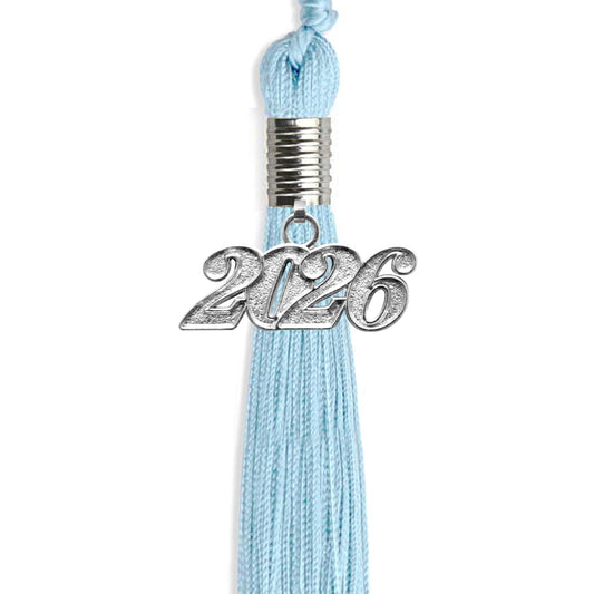 Light Blue Graduation Tassel with Silver Bling Charm by Wholesale Grad Supply