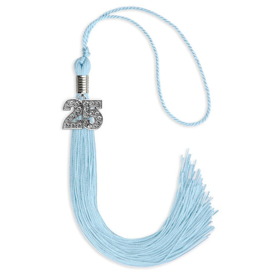 Light Blue Graduation Tassel with Silver Bling Charm by Wholesale Grad Supply