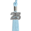 Light Blue Graduation Tassel with Silver Bling Charm by Wholesale Grad Supply