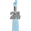 Light Blue Graduation Tassel with Silver Bling Charm by Wholesale Grad Supply