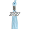 Light Blue Graduation Tassel with Silver Bling Charm by Wholesale Grad Supply