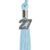 Light Blue Graduation Tassel with Silver Bling Charm by Wholesale Grad Supply
