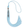 Light Blue Graduation Tassel with Silver Stacked Date Drop by Wholesale Grad Supply