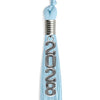 Light Blue Graduation Tassel with Silver Stacked Date Drop by Wholesale Grad Supply