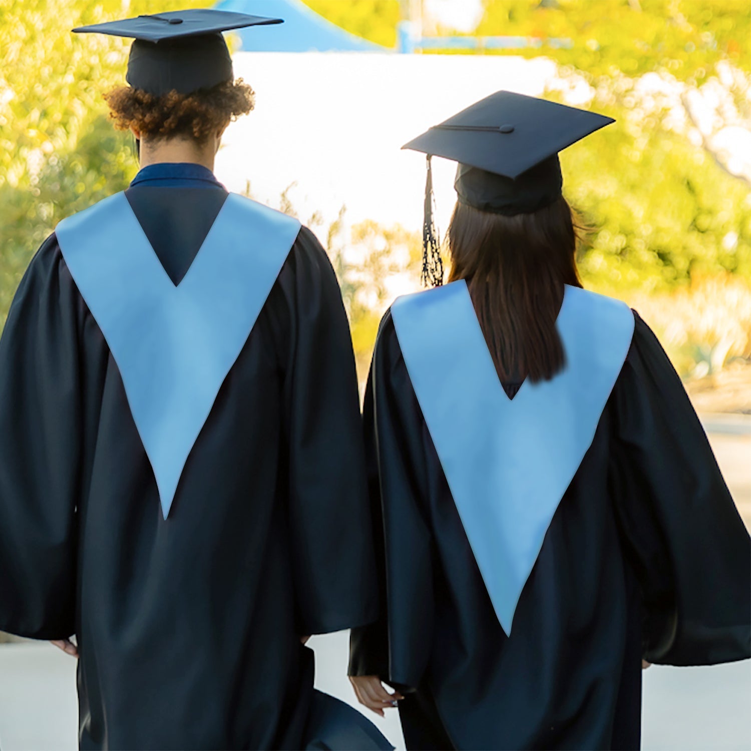 Light Blue Graduation V-Stole by Wholesale Grad Supply