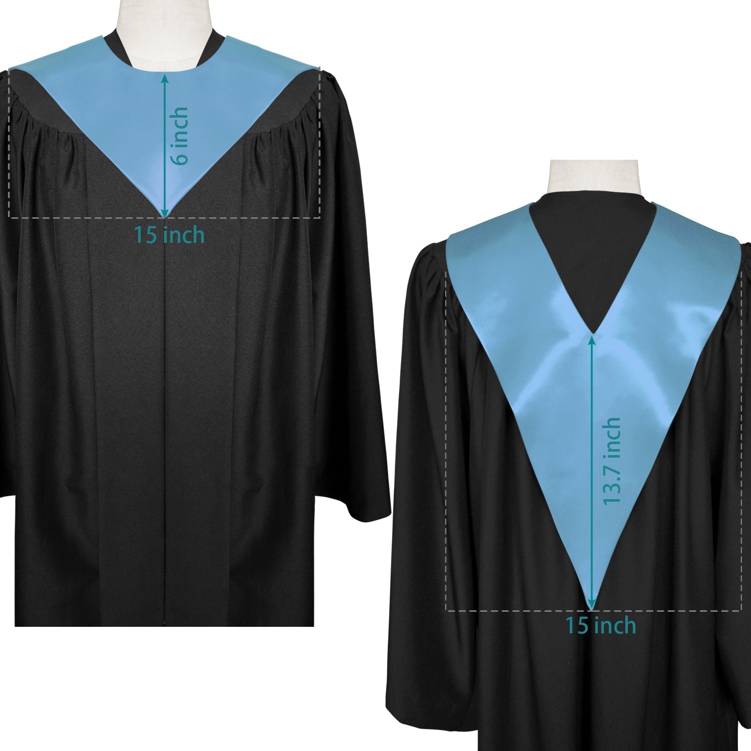 Light Blue Graduation V-Stole by Wholesale Grad Supply