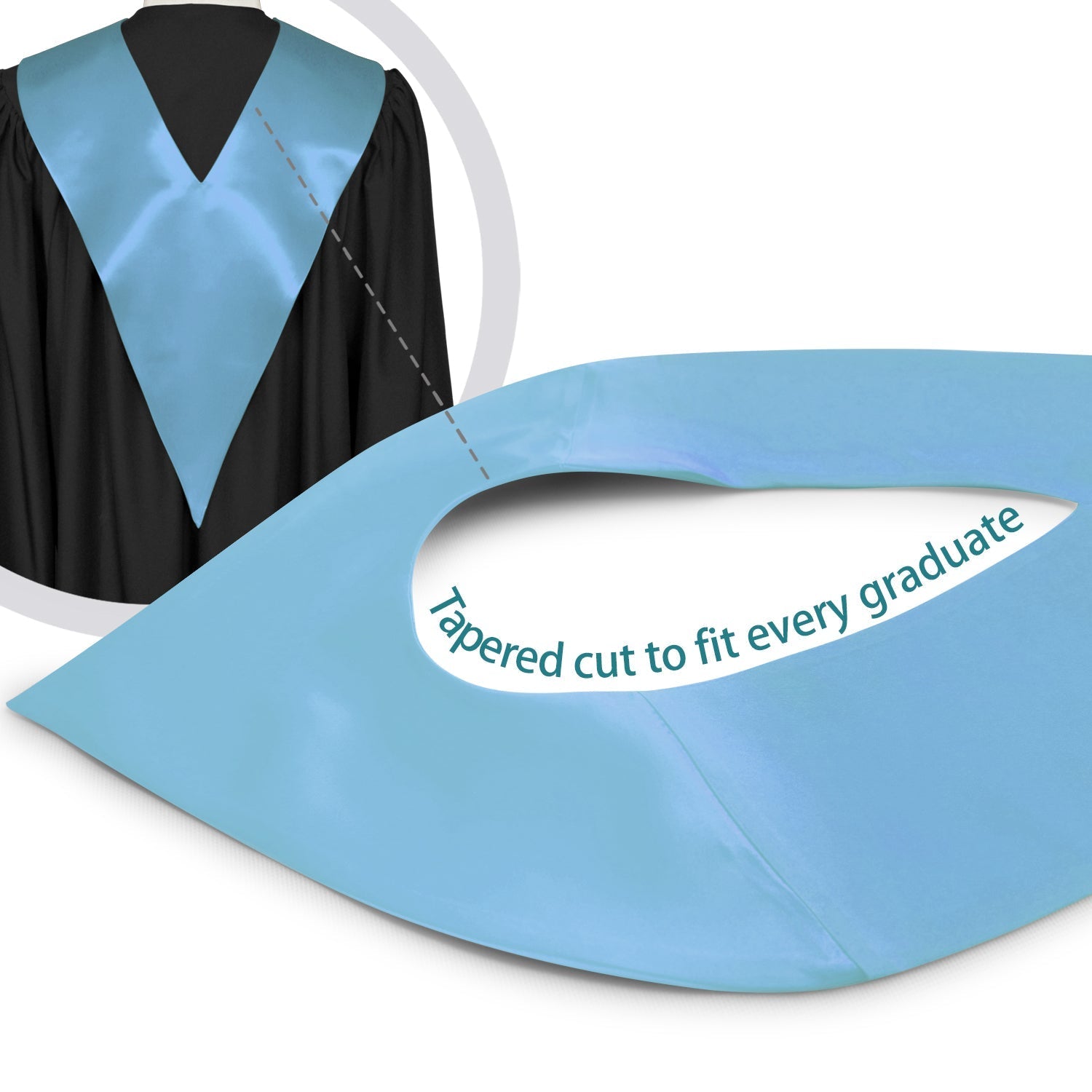 Light Blue Graduation V-Stole by Wholesale Grad Supply