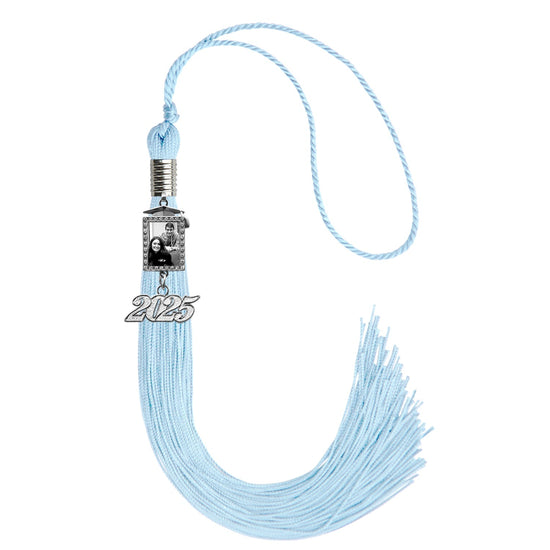 Light Blue Tassel with Photo Frame Charm and Year Date Drop by Wholesale Grad Supply