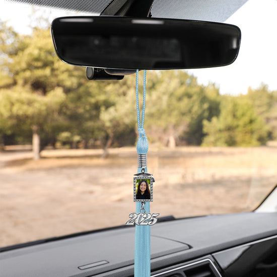 Light Blue Tassel with Photo Frame Charm and Year Date Drop by Wholesale Grad Supply
