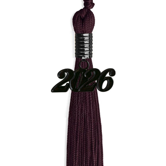 Maroon Graduation Tassel with Black Bling Charm by Wholesale Grad Supply