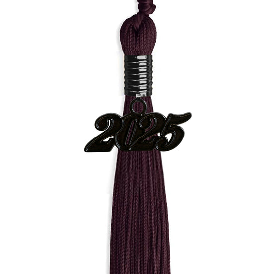 Maroon Graduation Tassel with Black Bling Charm by Wholesale Grad Supply