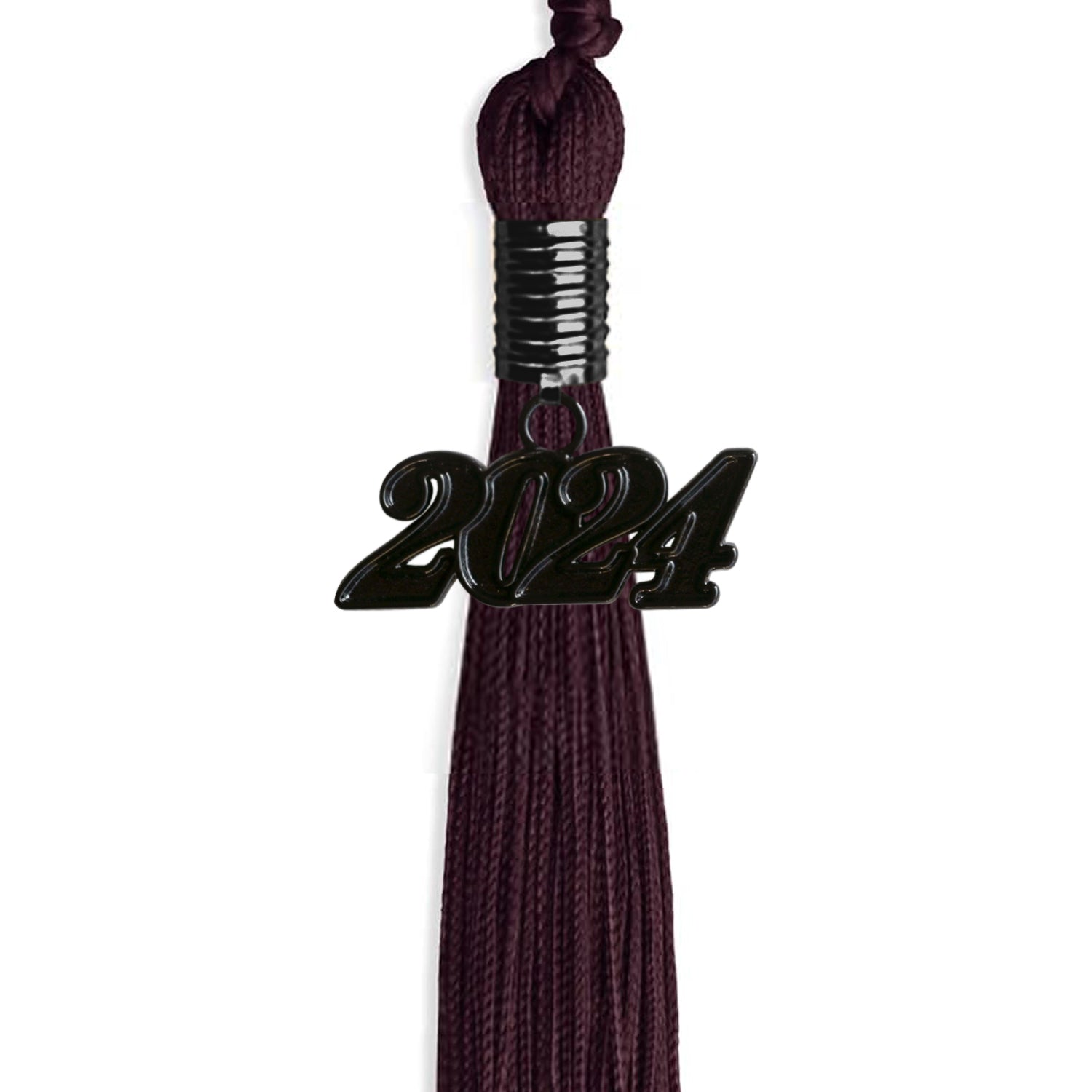 Maroon Graduation Tassel with Black Bling Charm by Wholesale Grad Supply