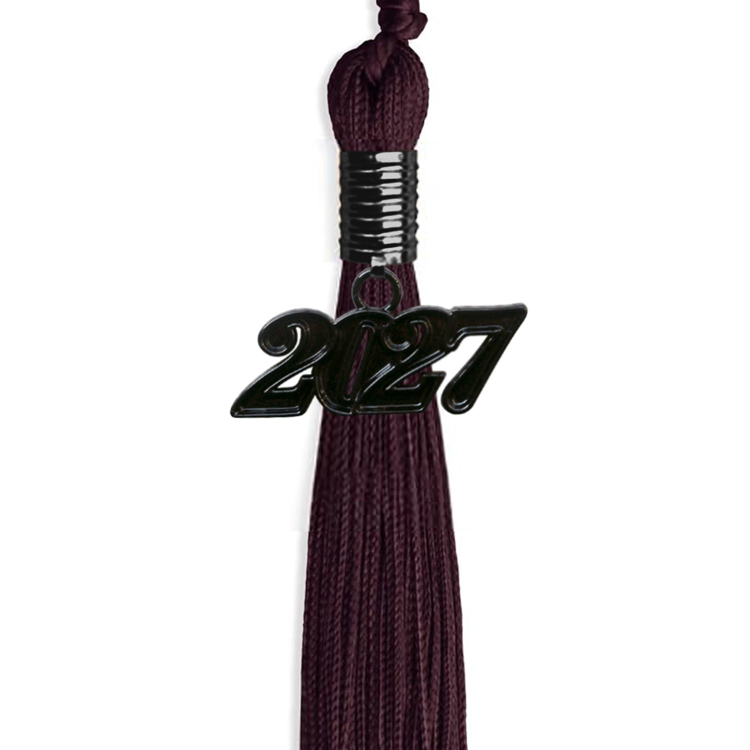 Maroon Graduation Tassel with Black Bling Charm by Wholesale Grad Supply