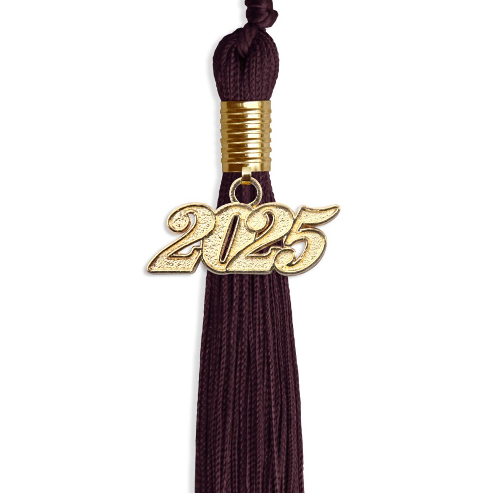 Maroon Graduation Tassel with Gold Bling Charm by Wholesale Grad Supply