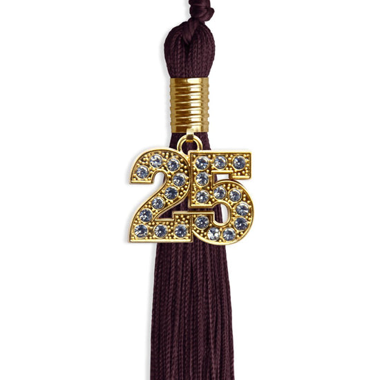 Maroon Graduation Tassel with Gold Bling Charm by Wholesale Grad Supply