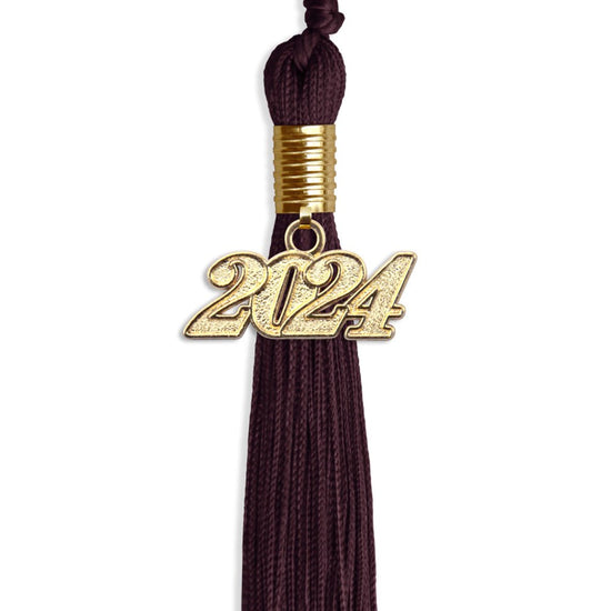 Maroon Graduation Tassel with Gold Bling Charm by Wholesale Grad Supply