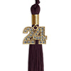 Maroon Graduation Tassel with Gold Bling Charm by Wholesale Grad Supply