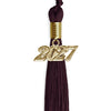 Maroon Graduation Tassel with Gold Bling Charm by Wholesale Grad Supply