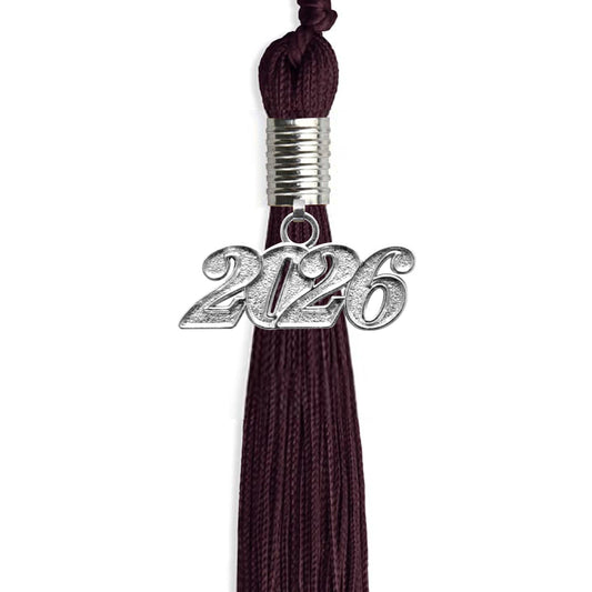 Maroon Graduation Tassel with Silver Bling Charm by Wholesale Grad Supply