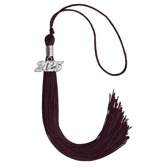 Maroon Graduation Tassel with Silver Bling Charm by Wholesale Grad Supply