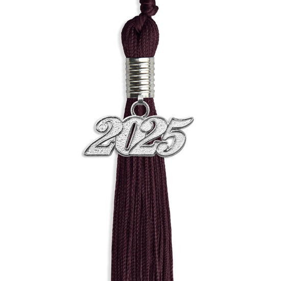Maroon Graduation Tassel with Silver Bling Charm by Wholesale Grad Supply
